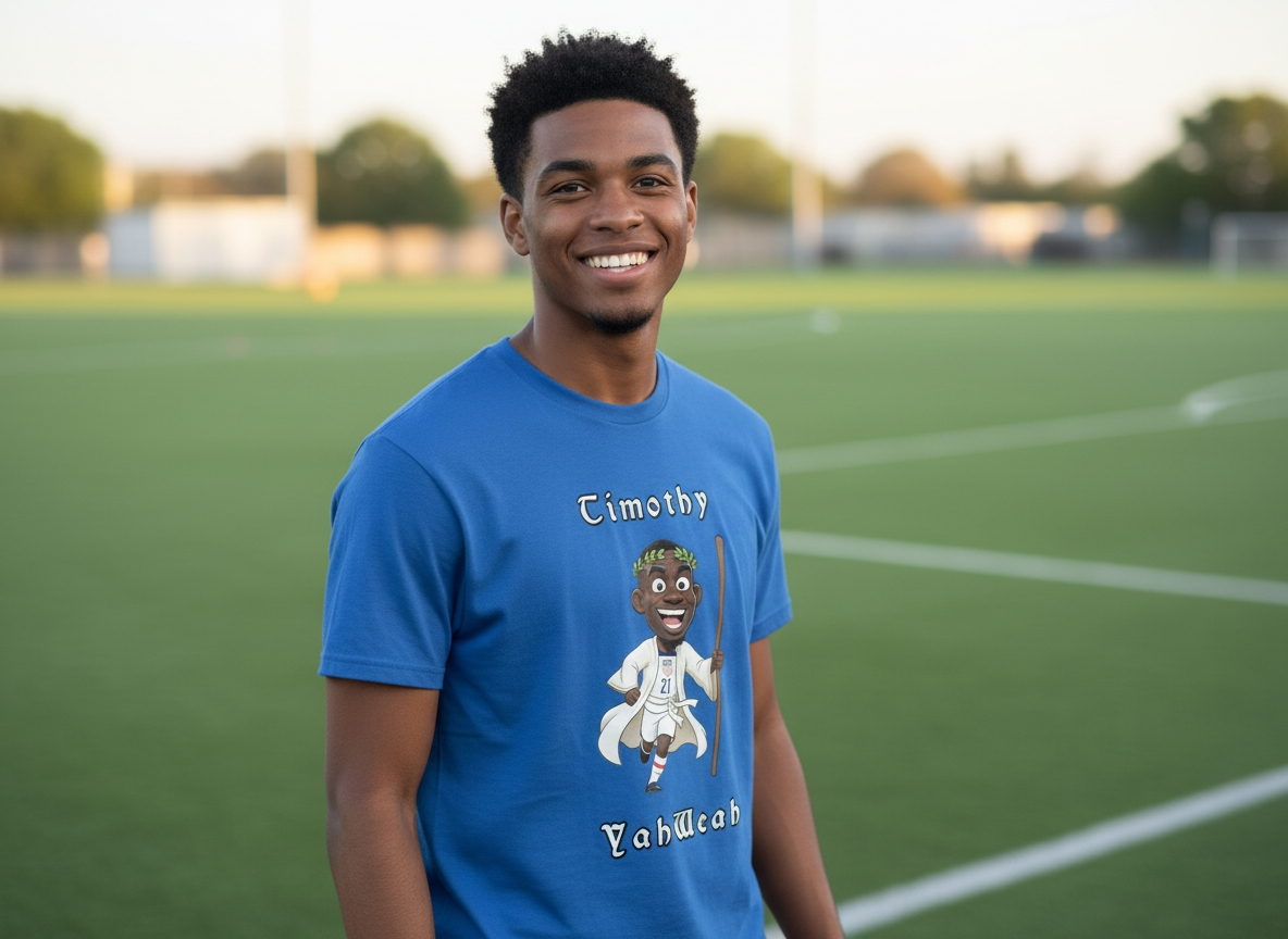 Tim Weah T-Shirt Blue Model