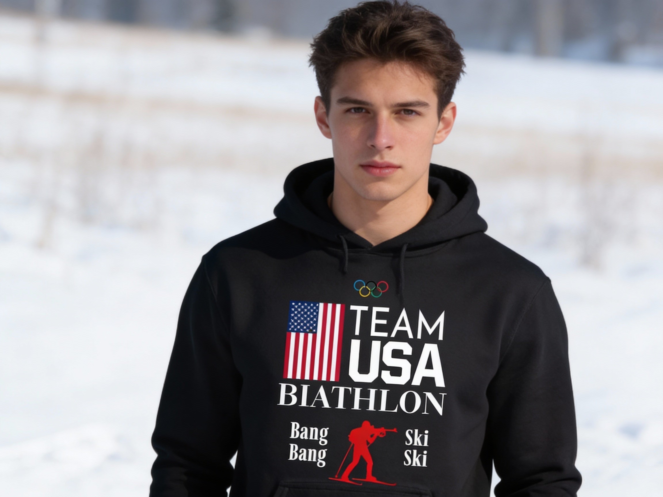Team USA Olympic Biathlon - Dark - Hoodie - TeeRex